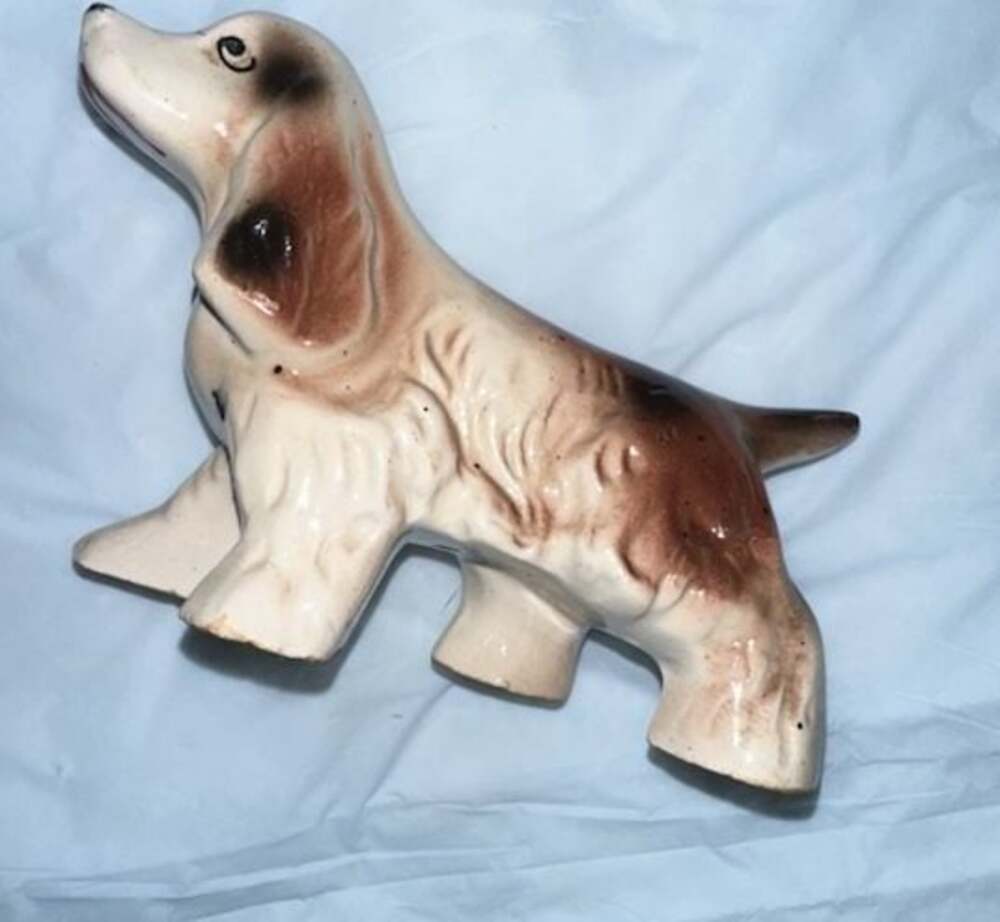 Vintage Cocker Spaniel Dog Figurine Porcelain Best Of Breed 4" Japan Brown White